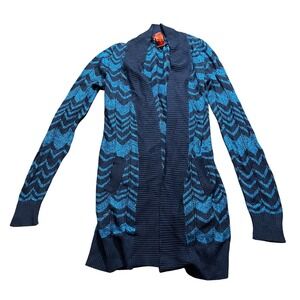 Missoni x Target | Y2K Two-Tone Blue Chevron Open-Knit Longline Cardigan Small